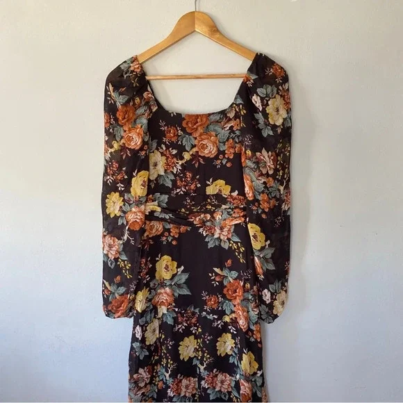 Veronica Beard Maxi Silk Floral Long-Sleeve Avani Dress Size 0 NWOT